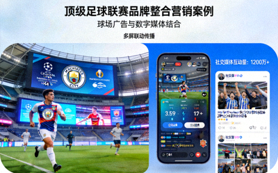某顶级足球联赛品牌整合营销案例 - 球场广告与数字媒体结合